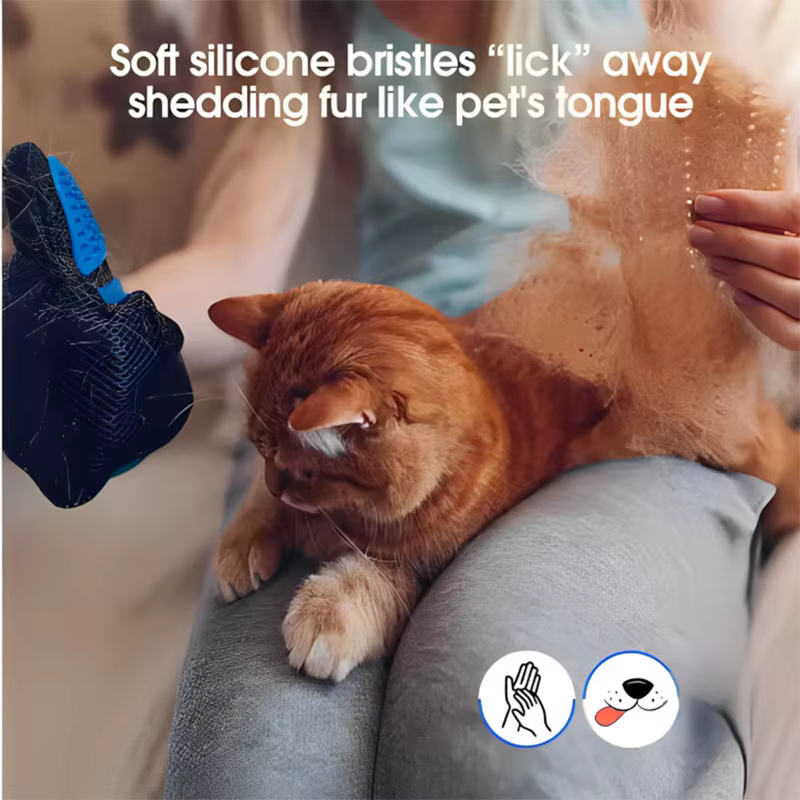 Pet Hair Glove Comb Pet Dog Cat Grooming Cleaning Glove Deshedding Hair Remover Massage Brush Animal Supplies Cat Accessories — image 3