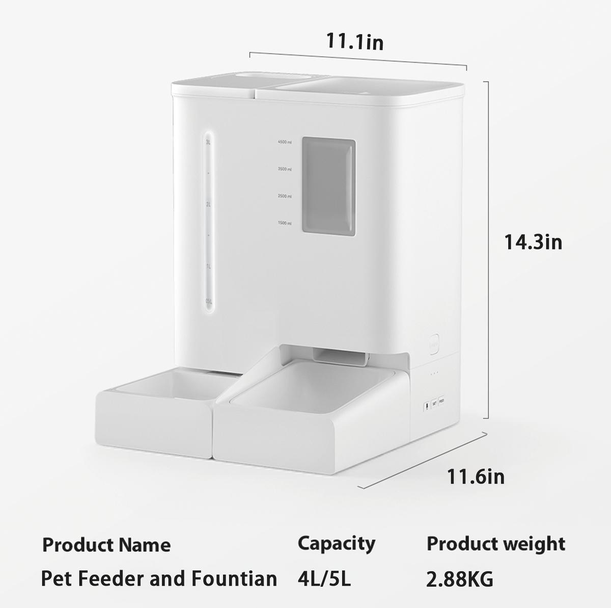 Waithem Alimentador y Bebedor Automático WiFi para Mascotas 2 en 1, Controlado por App, Capacidad de 2 Semanas, Desmontable y Limpiable, Resistente a Humedad — imagen 2