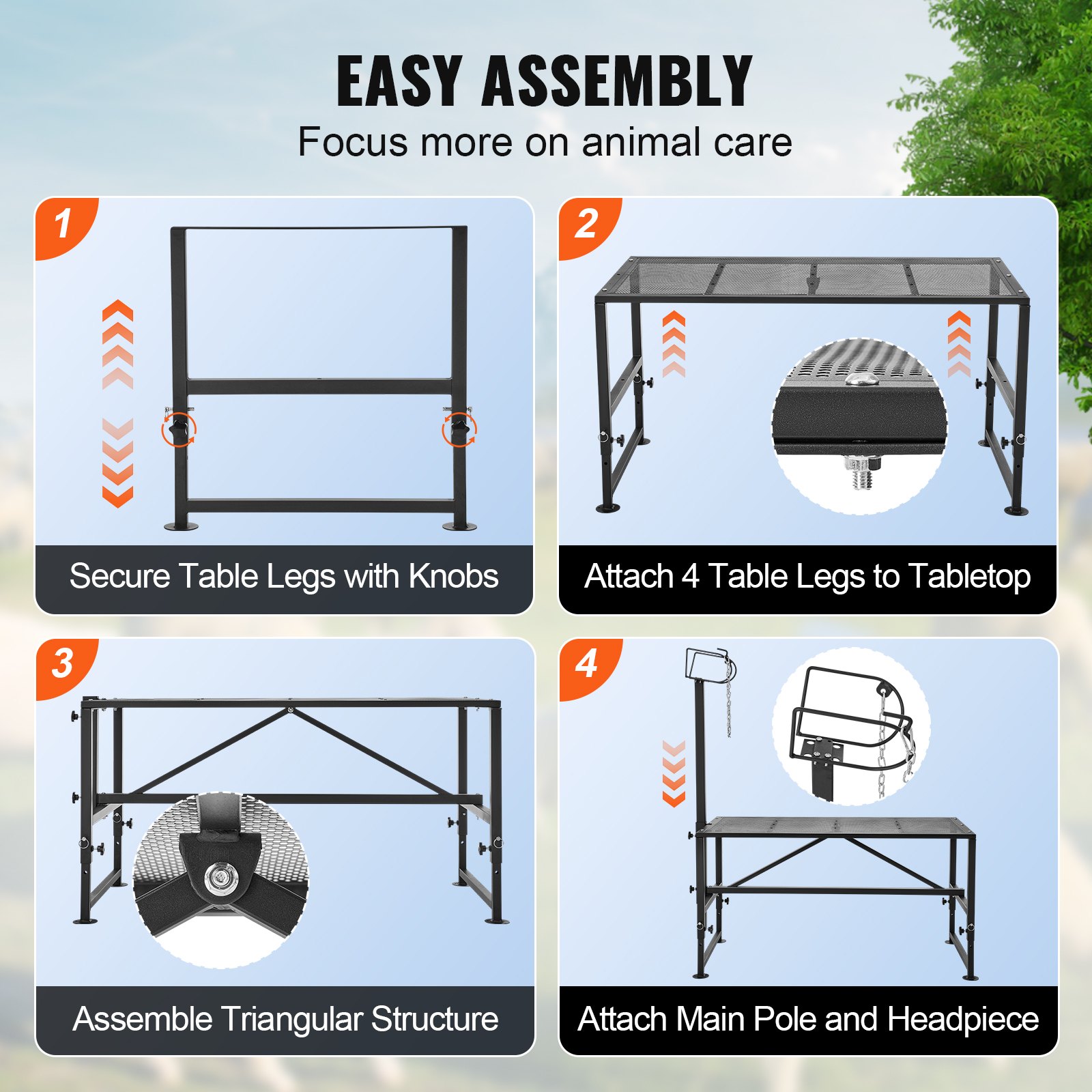 Goat & Sheep Stand, 51x23 Inch Livestock Stand, Metal Livestock Milking And Shearing Stand 21" To 33" Adjustable Height, With Headpiece And Nose Loop, 500lbs Loading Weight, Black — imagen 2