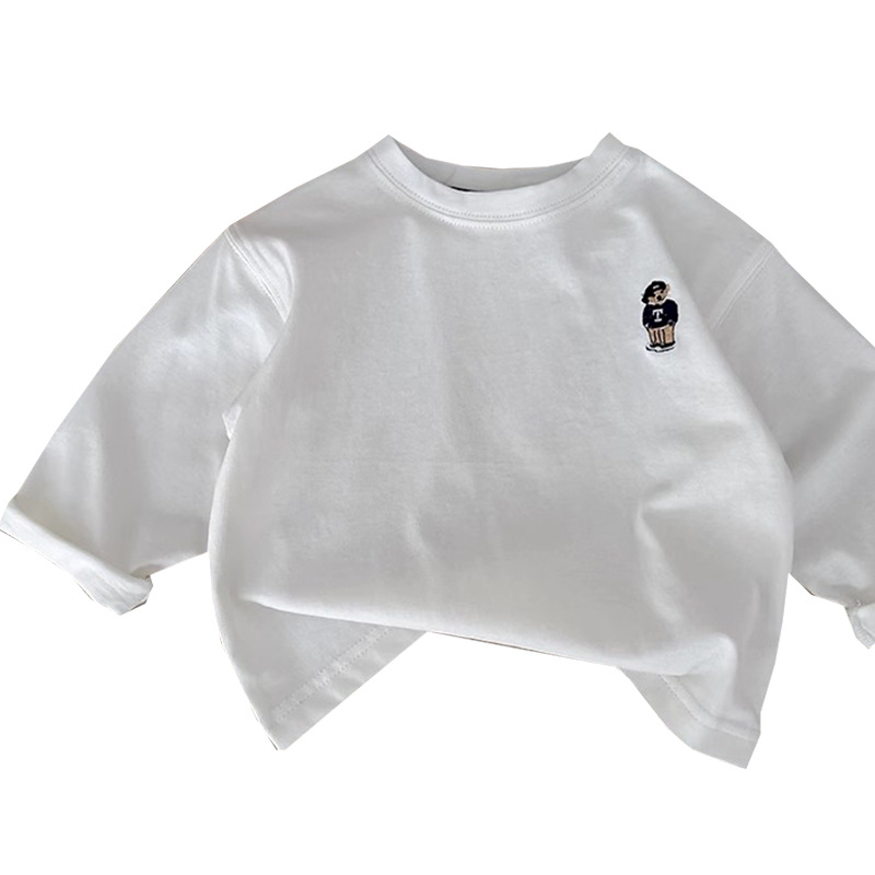 Children's Long Sleeve T-Shirt with Embroidery Bear Design — image 1