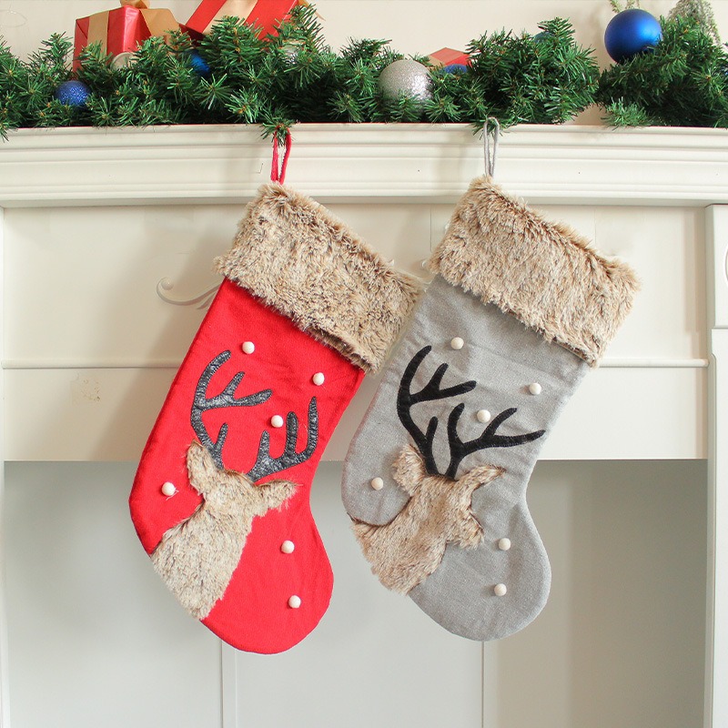 Christmas Decorations Cute Red Deer Head Socks Plush Candy Socks Christmas Supplies Gift Bag — image 7