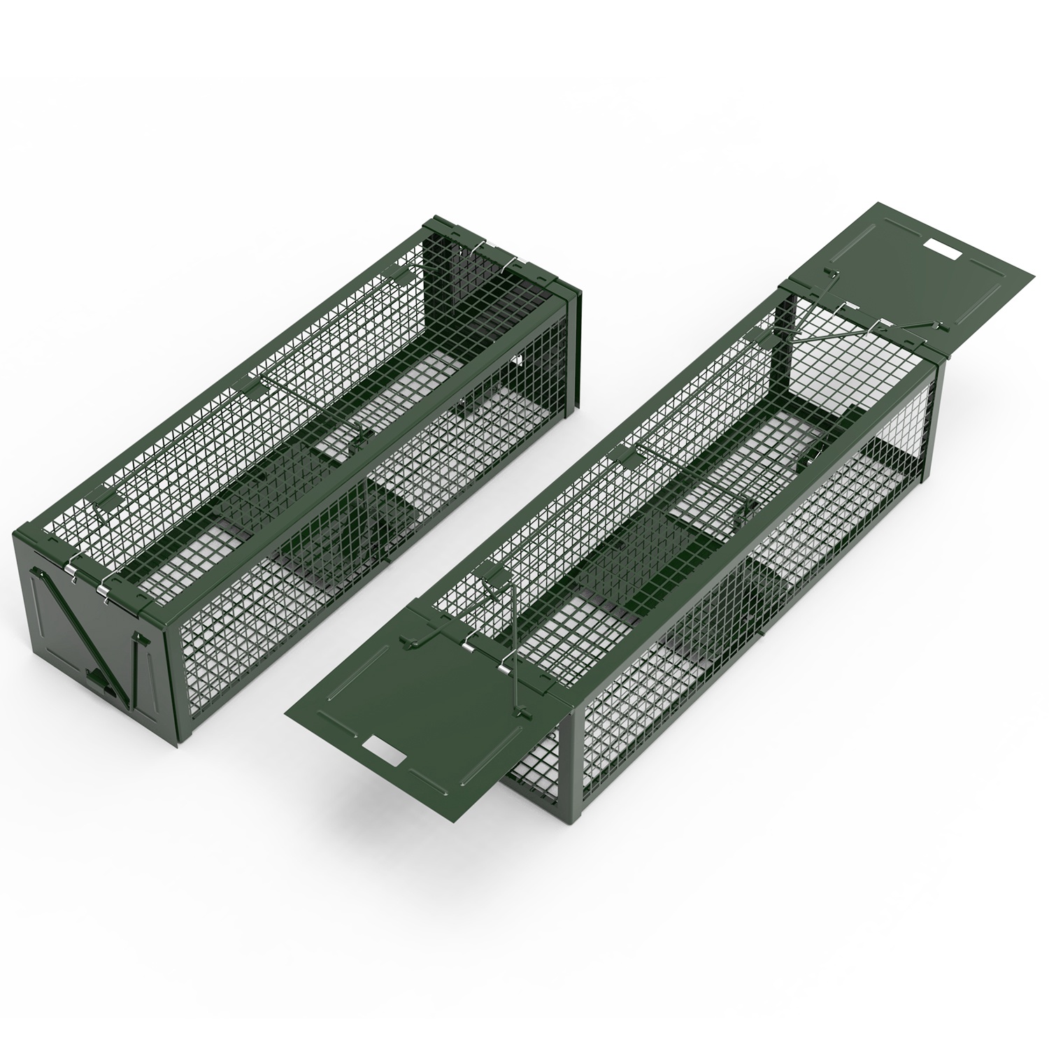 Paquete de 2 Trampas Humanitarias para Ratas Vivas de 2 Puertas 15.35x4.72x3.94in, Jaula Trampa para Roedores de Hierro Galvanizado, Reutilizable, para Hogar, Jardín, Granja, Almacén — imagen 12