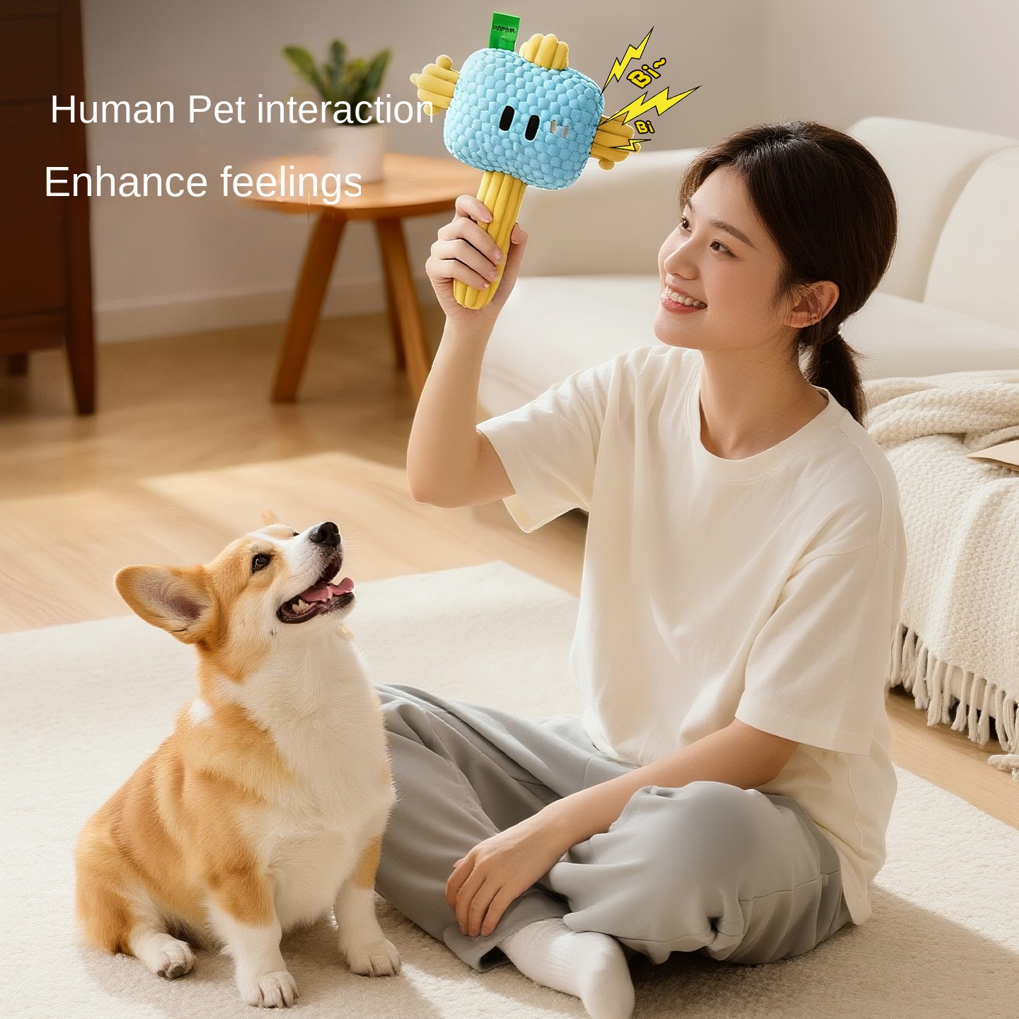 Dog Hammer Toy Self-Entertainment Durable Chew Rope Knot with Sound for Small Dogs, Golden Retriever, Teddy Pet Supplies — image 2