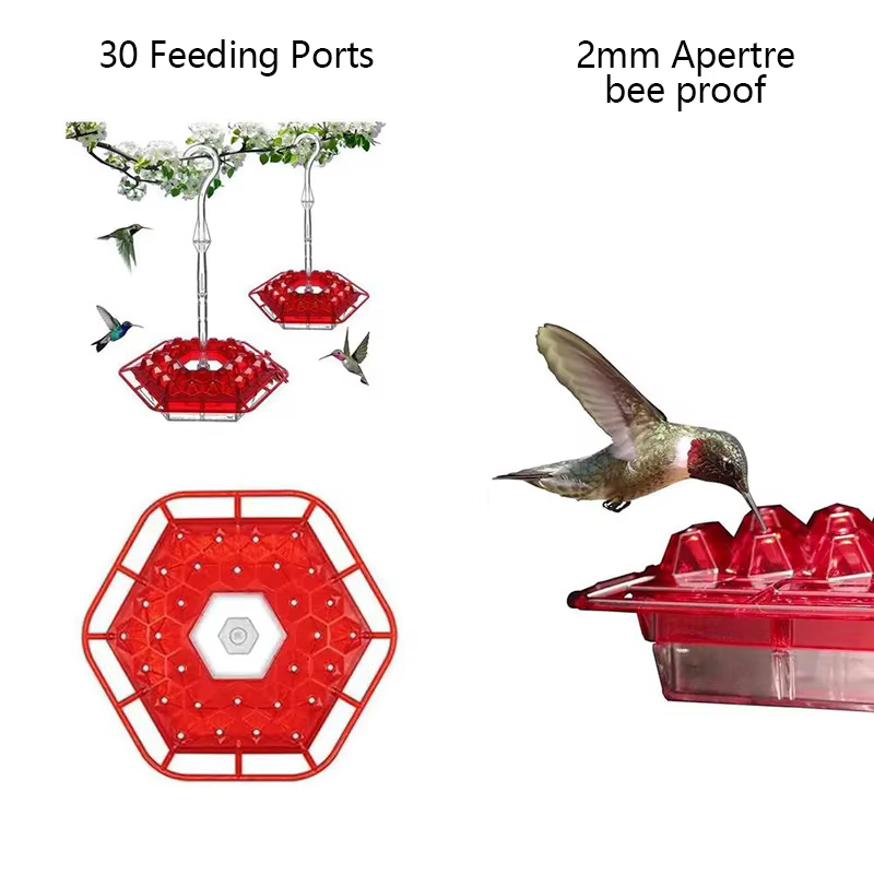 Wild Bird Feeder Hanging Hexagonal Bird Feeder with Hook Hummingbird Feeder Garden Bird Feeder Pet Forest Water Dispenser — image 6