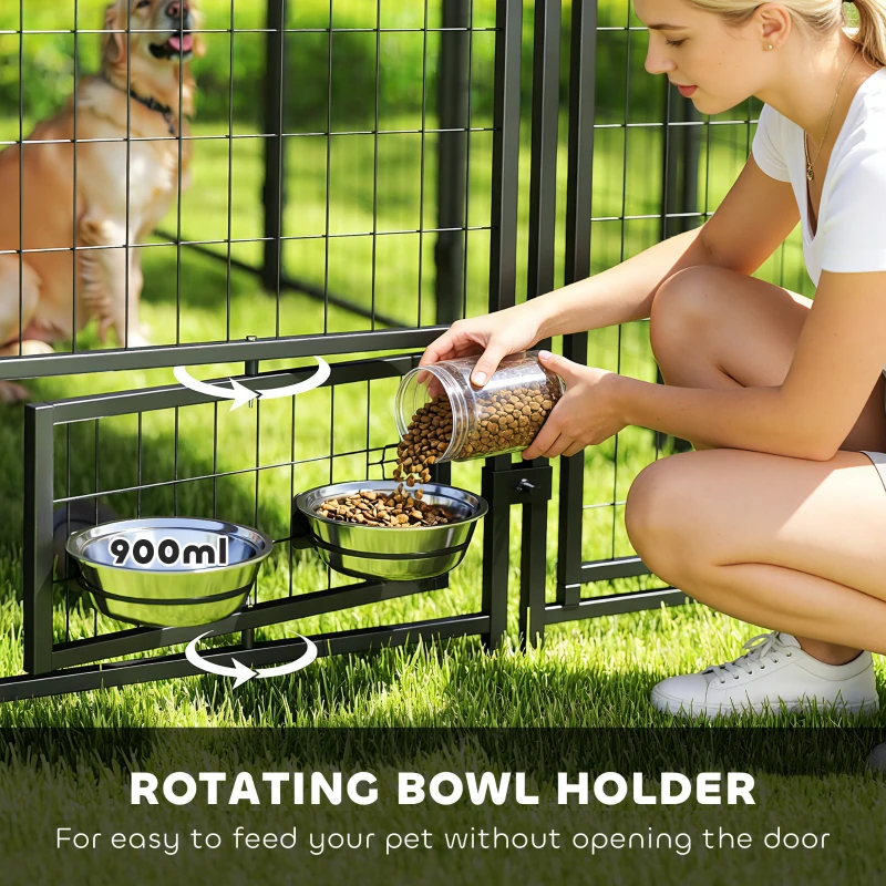 Caseta para Perros de Exterior 9.8' X 9.8' X 6', Corral Exterior con Comederos Giratorios 360°, Funda Impermeable y Resistente a los Rayos UV, Paquetes Múltiples — imagen 5