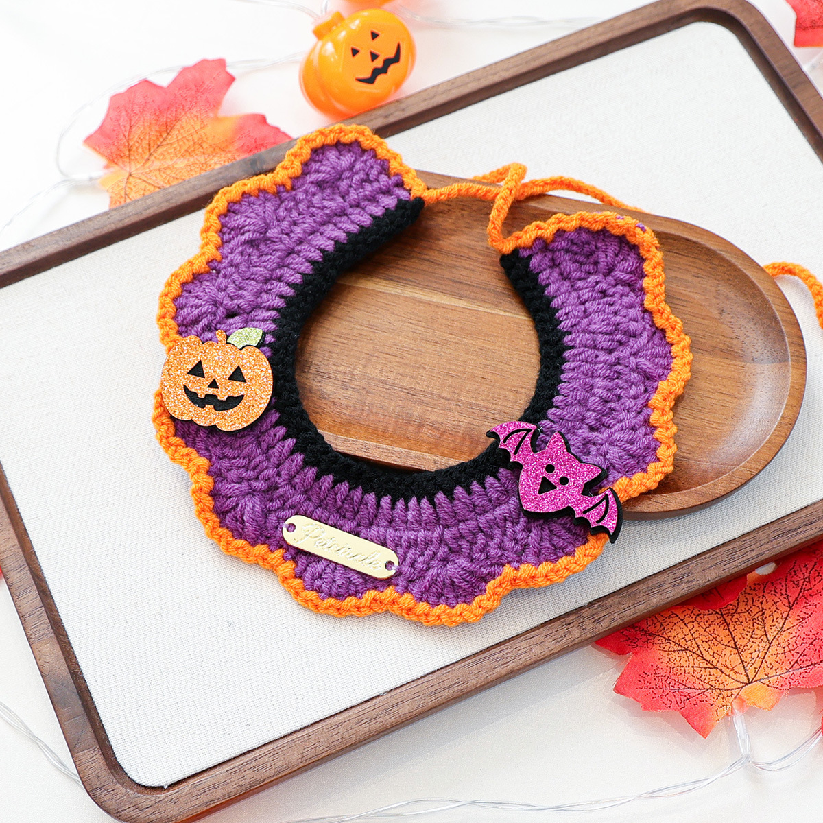 Halloween Pet Cat Dog Bandana Cute Cartoon Knit Scarf Pet Accessory Small Dog Bib — image 9