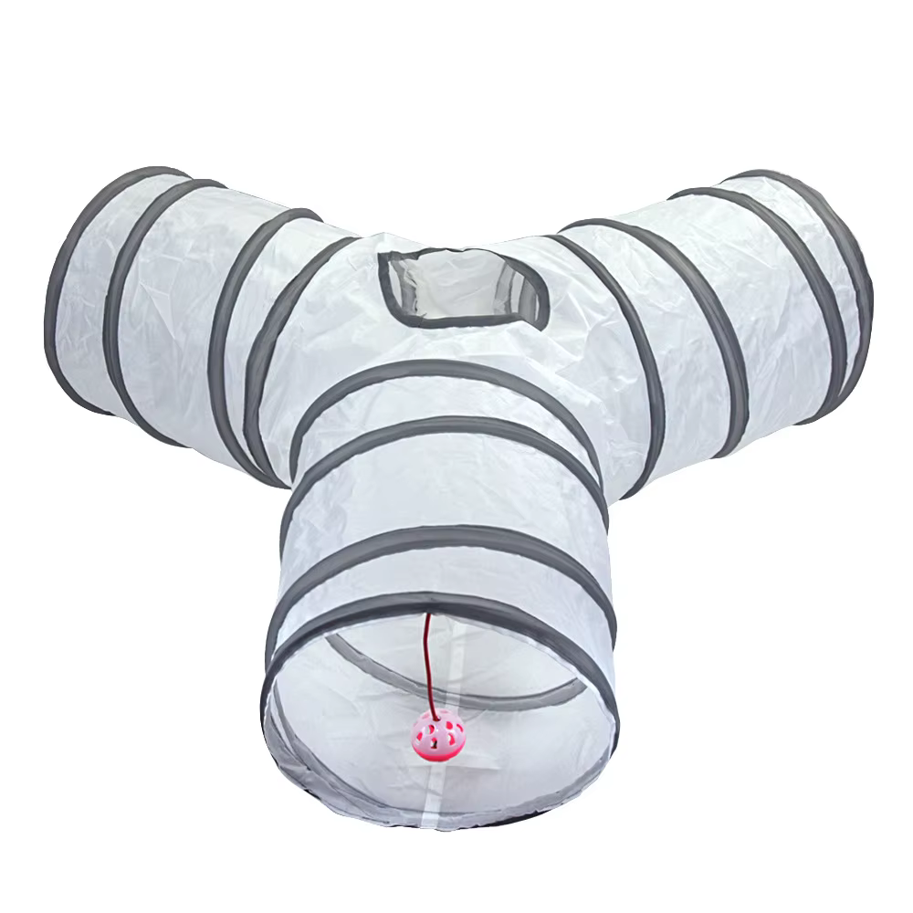 Pet Cat Tunnel Toys Foldable White Pet Cat Kitty Training Interactive Fun Toy For Cats Rabbit Animal Play Tunnel Tube — image 3