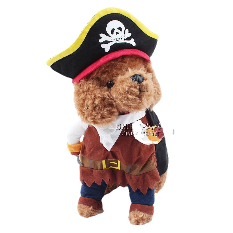 Pet Dog Pirate Costume Universal Two-Legged Pet Clothing Cute Pet Pirate Transforming Outfit — image 3