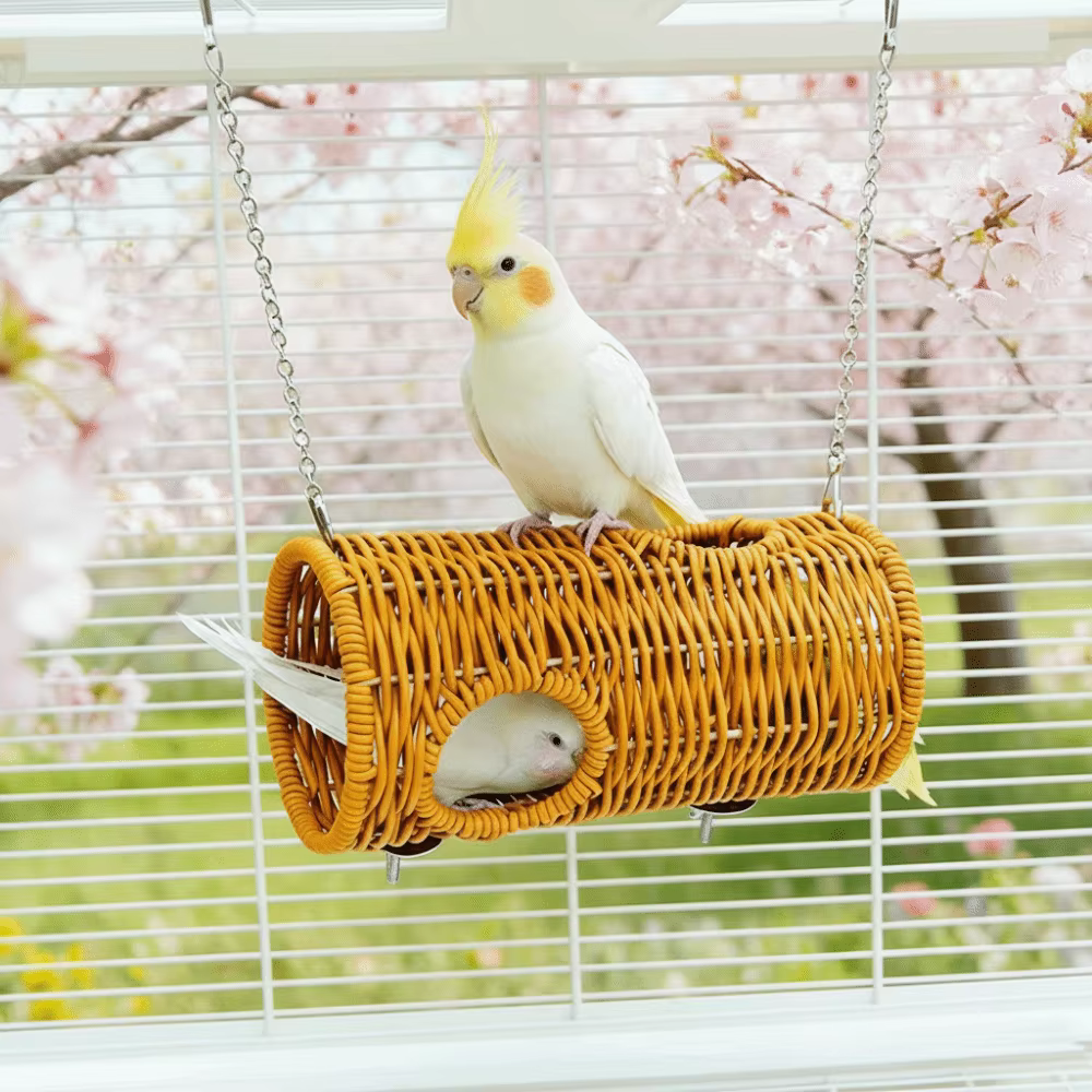 Decorative Bite Resistant Woven Bird Nest Ventilated Durable Bird Cage Hammock Cooling Hanging Hammock Bed Bird Breeding — image 3