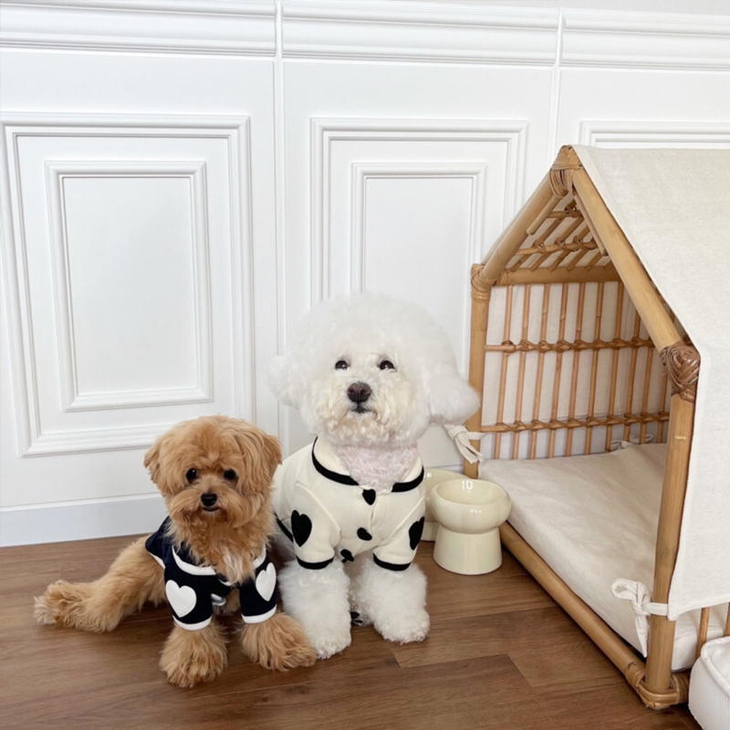 Ropa de mascotas, onesie suave, chaqueta para Bichón, ropa de invierno con corazón, vestidos de perro de dos patas con botones de snap — imagen 4
