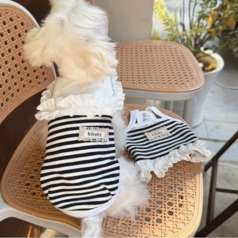 Ropa de Verano para Mascotas - Camiseta de Punto con Rayas para Perros y Gatos, Vestido de Tela para Caninos Calientes — imagen 1