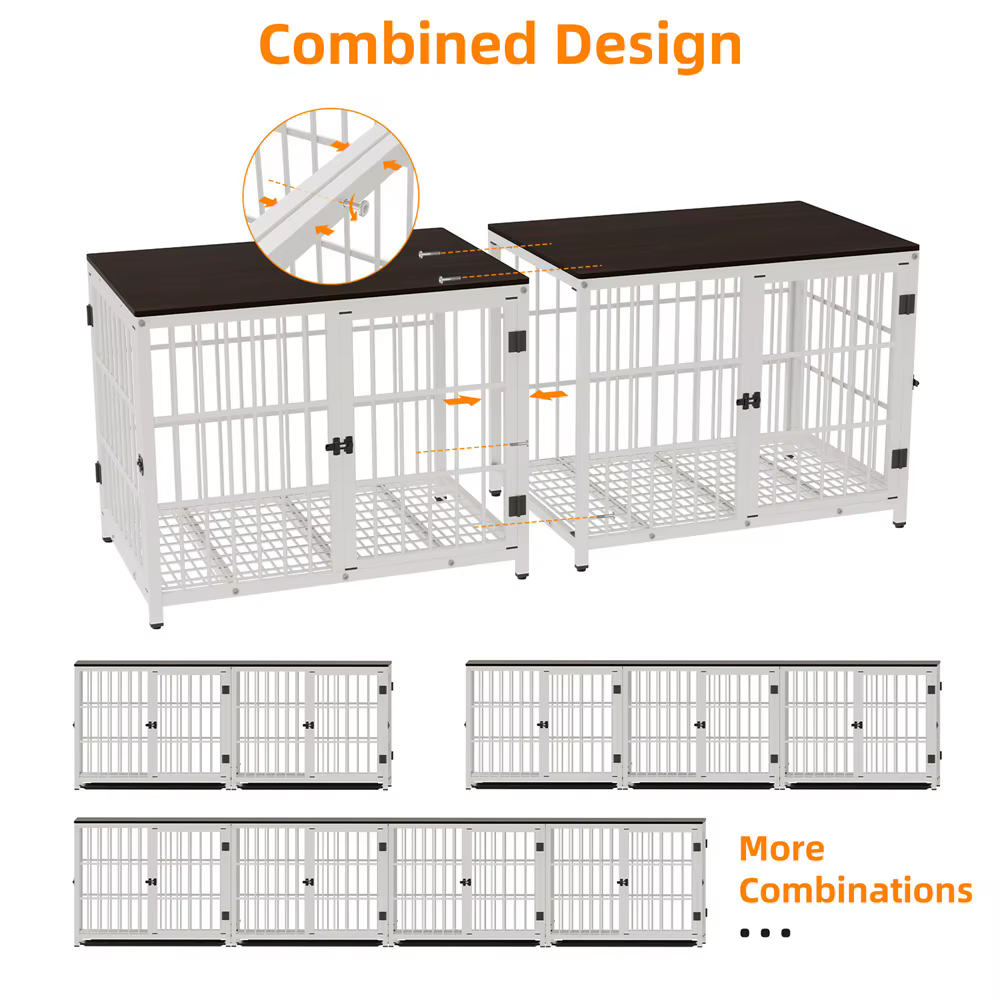 Caja de Perro en Madera Grande Estilo Decorativo con 3 Puertas y Mesa de Centro Elevada, Jaula para Mascotas con Accesorios Removibles — imagen 7