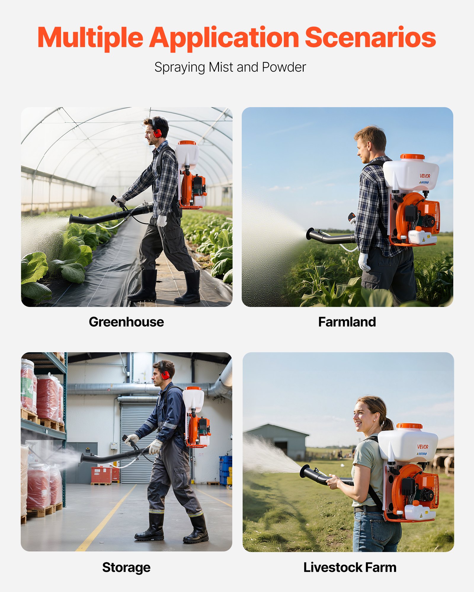 Sprayero de Fumigación a Lomo con Motor de Gasolina 3CV, 63cc, Tanque de 4 Galones, Sistema Mister para Polvo y Líquido para Control Eficaz de Pulgas, Garrapatas y Roedores en Jardinería y Agricultura — imagen 4