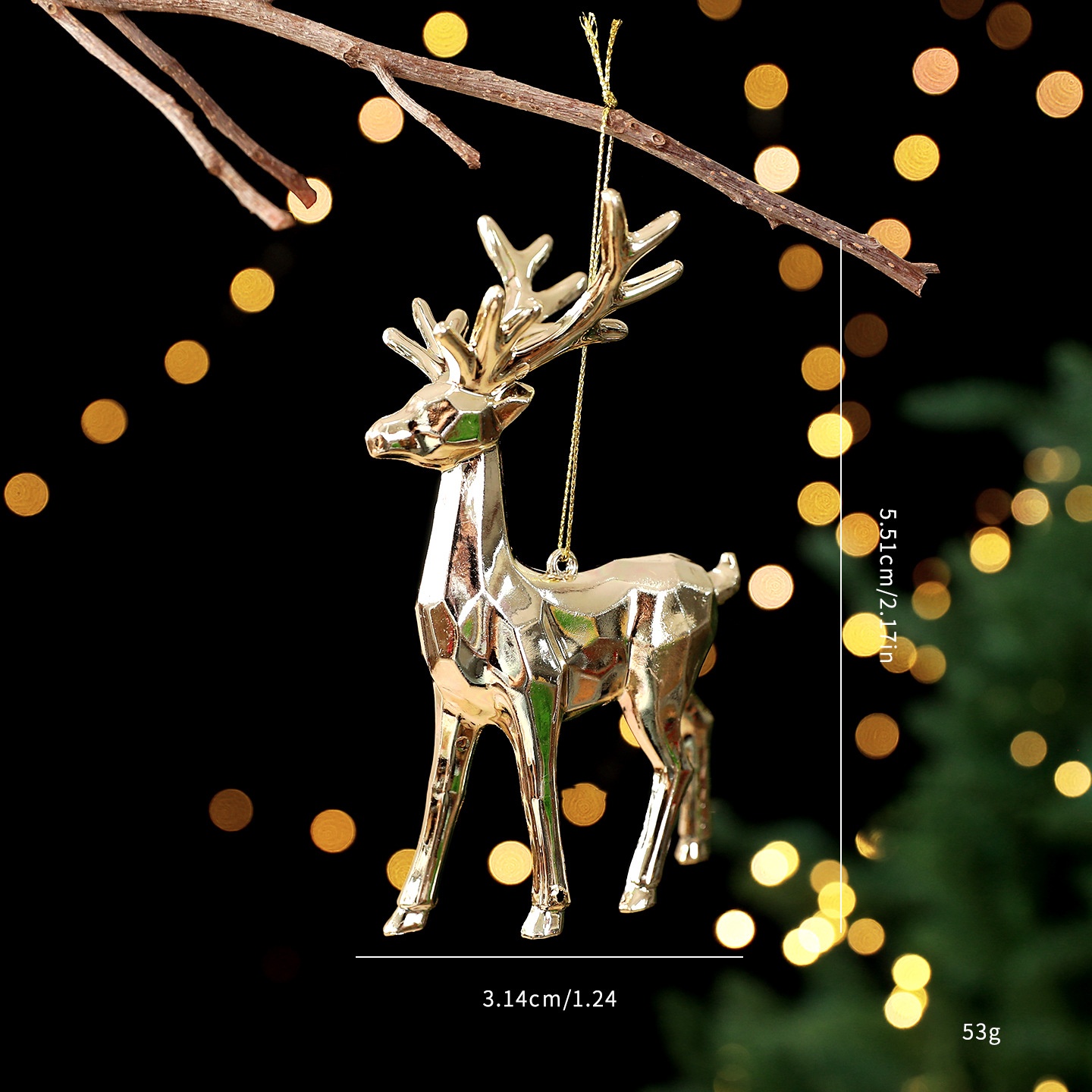 Festive Gold Plated Christmas Tree Ornament Accessories Snowflake Deer Holiday Decoration Hanging Decor — image 9