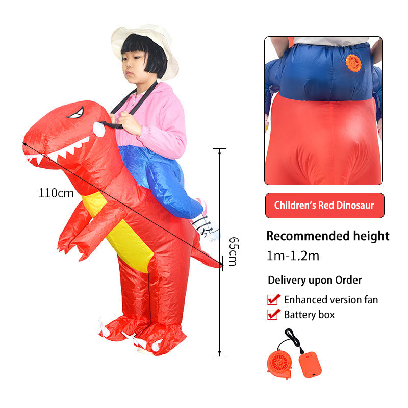 Ropa Inflable de T-Rex para Niños con Dinosauro 3D, Color Rojo, Para Adultos que Montan — imagen 10