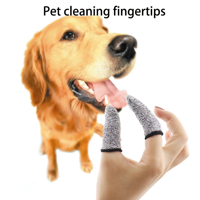 Kit de limpieza dental para mascotas con cepillo de dedos para perros y gatos - Solución para mal aliento y caries dentales — imagen 1