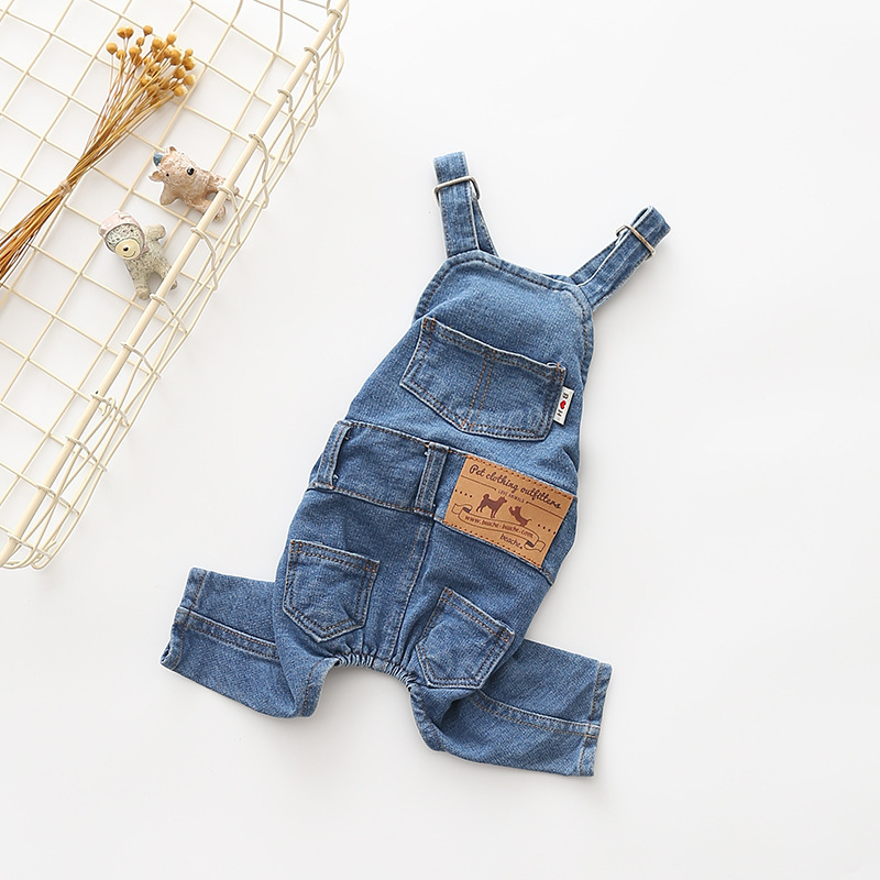 Jeans de Denim Cómodos y Elásticos para Mascotas - Overoles Complejos — imagen 2