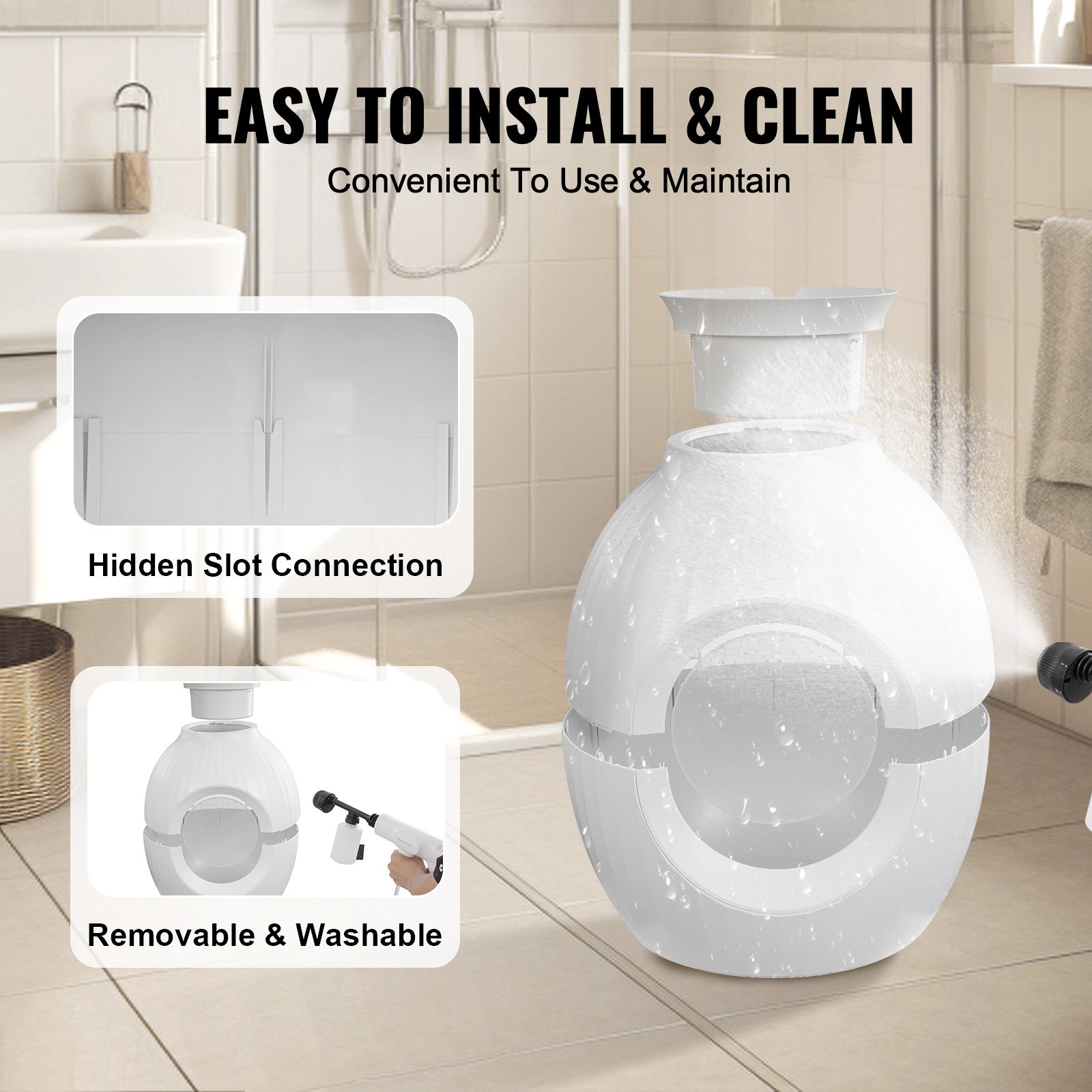 Caja de Limpieza para Gatos en Planta, Sistema Inteligente de Control de Olor, Caja Oculta con Entrada Grande de 9.48 Pulgadas, Iluminación y Decoración, Hecha de ABS Resistente — imagen 4