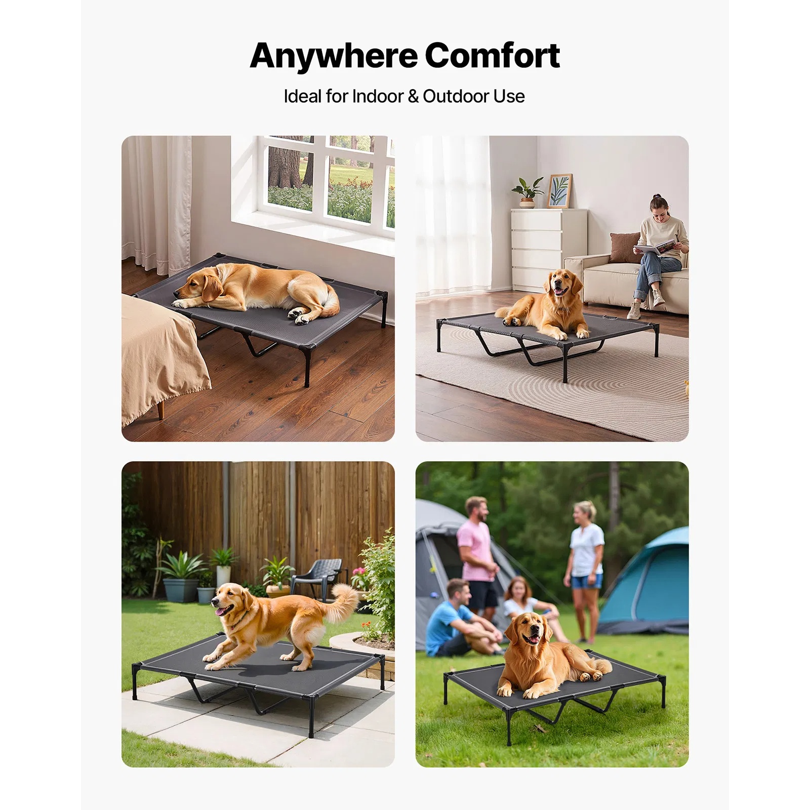 Elevated Dog Bed For Large Dogs XL, Raised Dog Cot With Heavy Duty Steel Frame, Breathable Teslin Mesh Cooling Dog Bed, Indoor & Outdoor Portable Hammock Pet Bed, Grey — image 11