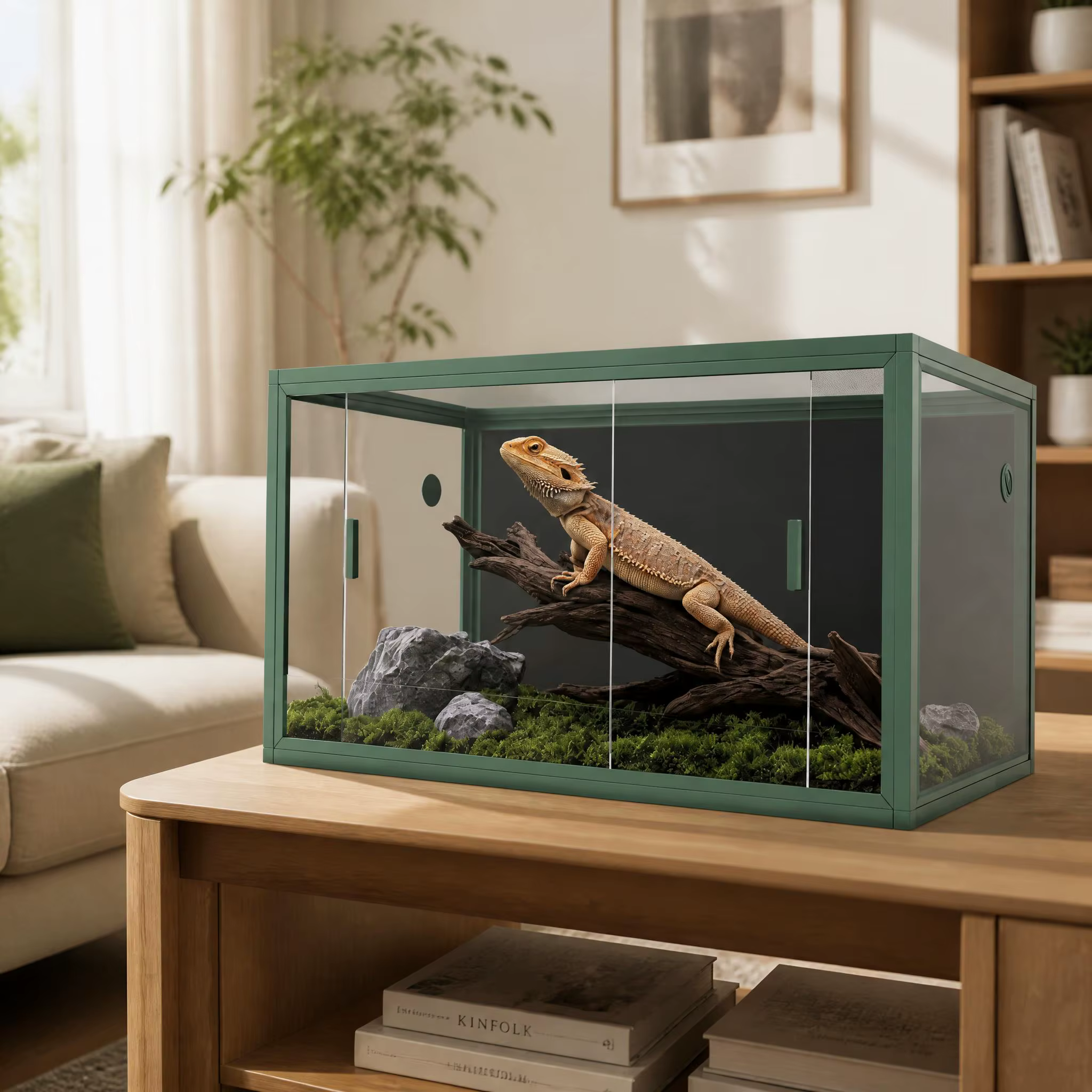Escape-Proof Reptile Terrarium for Lizards, Snakes & Amphibians – Durable PVC Habitat with Ventilation & Sliding Glass Door