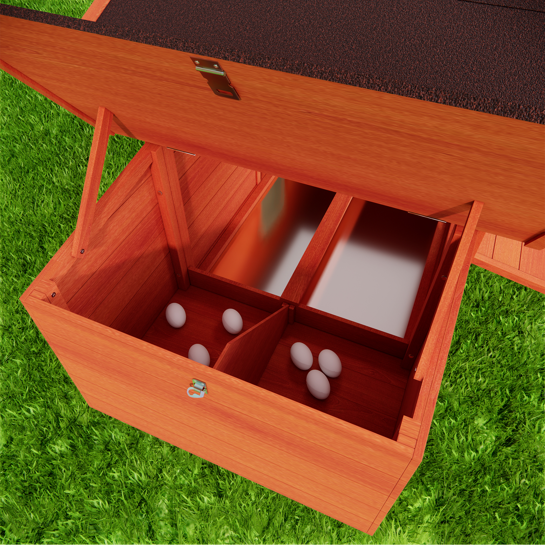 Casa de Gallinas Grande en Madera para Exterior con 2 Cajas de Incubación y 2 Puertas Libres, Plataforma Impermeable — imagen 5