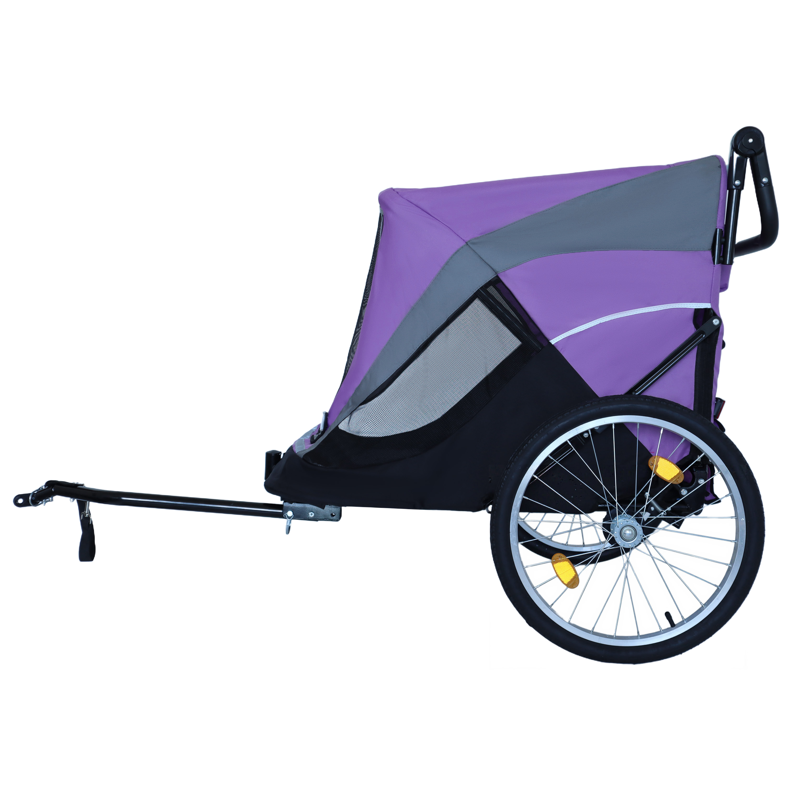 Remolque de Bicicleta y Carrito de Empuje 2 en 1 para Mascotas - Incluye Enganche de Bicicleta Desmontable y Mango de Empuje - Rueda de Liberación Rápida, Correa Interna, Doble Portavasos y Bolsa de Almacenamiento Inferior, Soporta Mascotas de Hasta 100 lbs — imagen 10