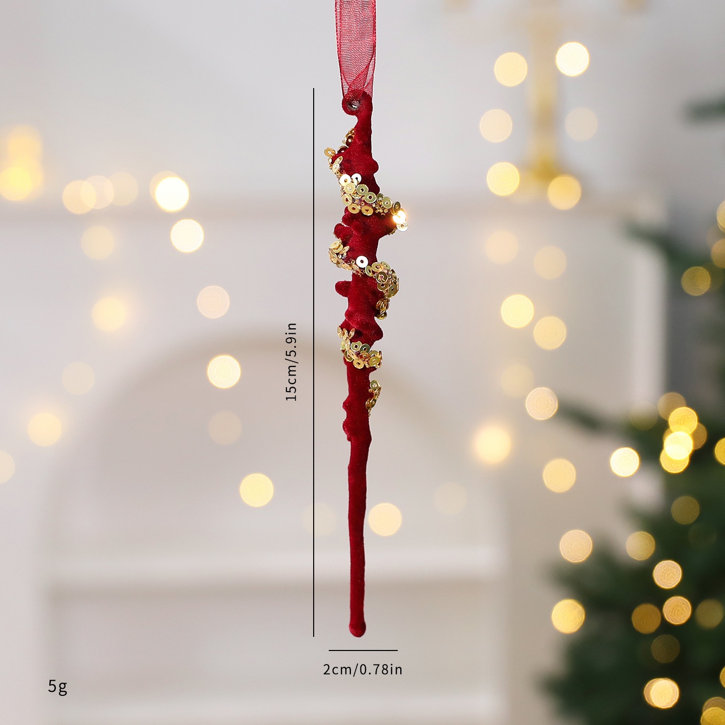 Christmas Decoration Velvet Red Wreath Bow Deer Ornament Tree Hanging Decor — imagen 19