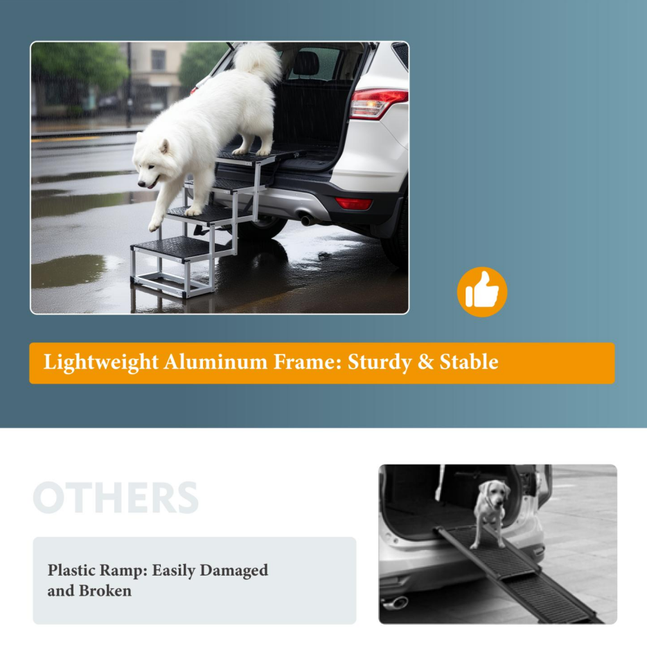 Paso de Perro Plegable para Vehículos, Accesorios Portátiles para Perros Grandes con Superficie Antideslizante y Diseño Reforzado, Ligero pero Resistente hasta 250lbs — imagen 8