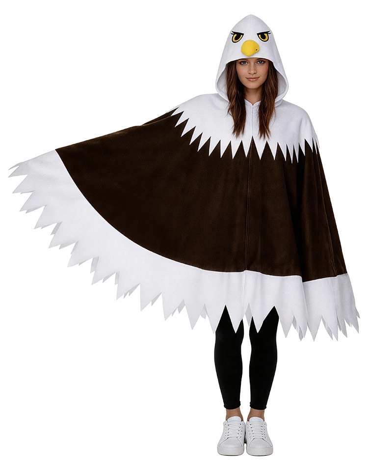 Bird Cosplay Costume Women's Bird-shaped Hooded Cloak Halloween Party Independence Day Bald Eagle Costume Cape — image 1