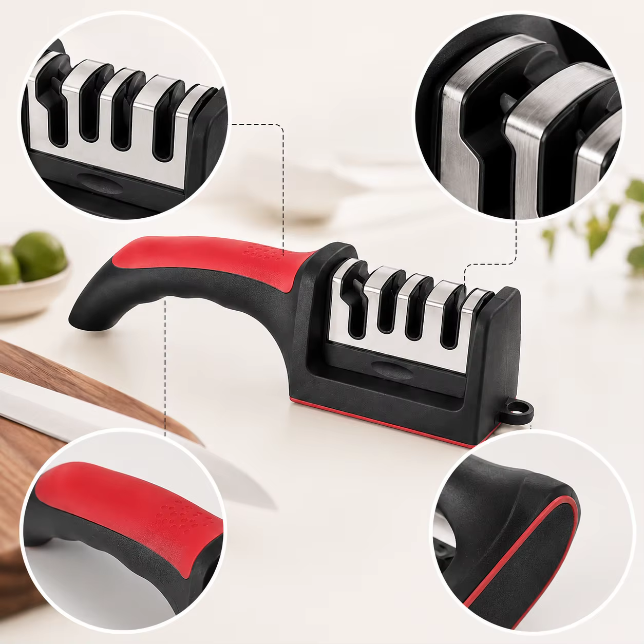 4-Segment Knife Sharpener Knife Sharpeners for Kitchen Knives Stainless Steel Three-Purpose Sharpening Stone for Kitchen Tools — imagen 3