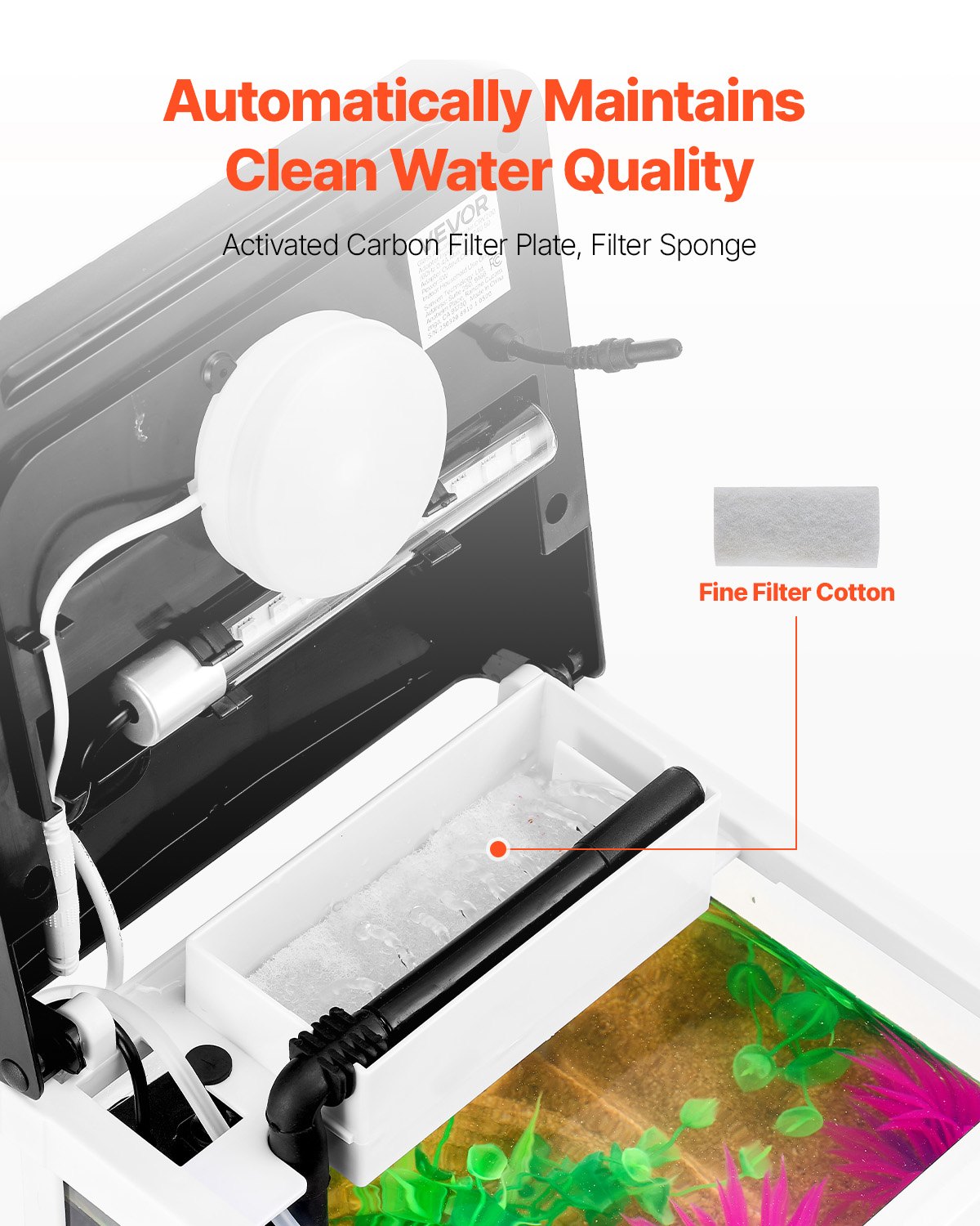 Acuario de 2 Galones Pecera Inteligente Cuadrada de Vidrio Transparente con LED 7 Colores y Autolimpieza — imagen 2