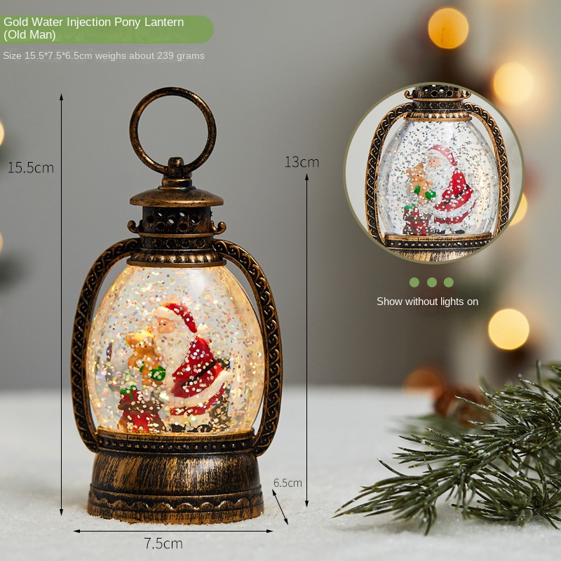 Árbol de Decoración Navideña, Orbe de Caballo Dorado Lleno de Agua con Iluminación que Se Mueve — imagen 7