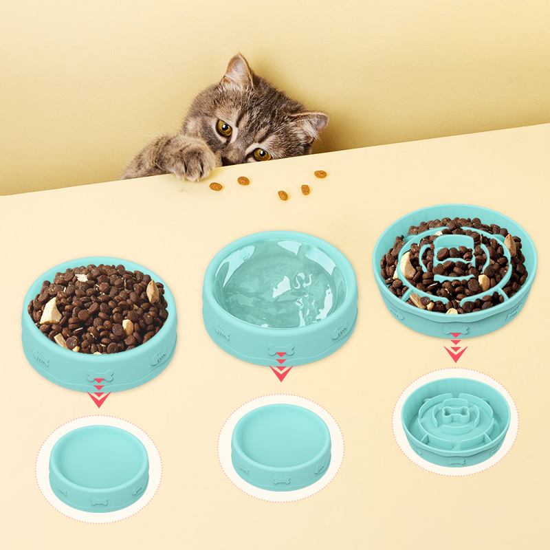 Multifunctional Portable Silicone Slow Food Pet Bowl Drinking Water Feeding Two-in-One Double Sided Bowl — image 3