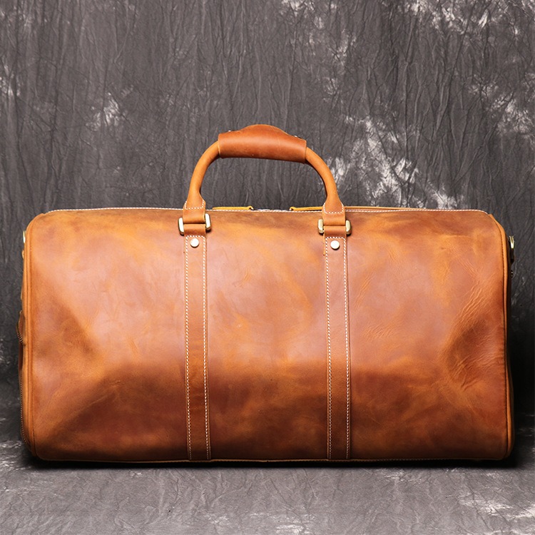 Mochila de cuero auténtico retro europeo y americano para hombre y mujer, bolso de viaje grande con hebilla cruzada, cuero de toro resistente a desgastes — imagen 3