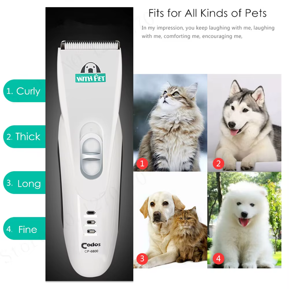 Codos CP-6800 Professional Dog Hair Trimmer Rechargeable Electric Pet Clipper Cat Grooming Shaver Cutter Animals Haircut Machine — image 5