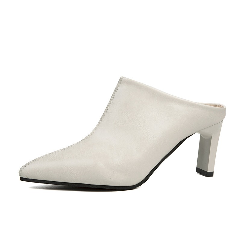 Retro stiletto pointed toe mules for women summer outer wear half slippers — image 4