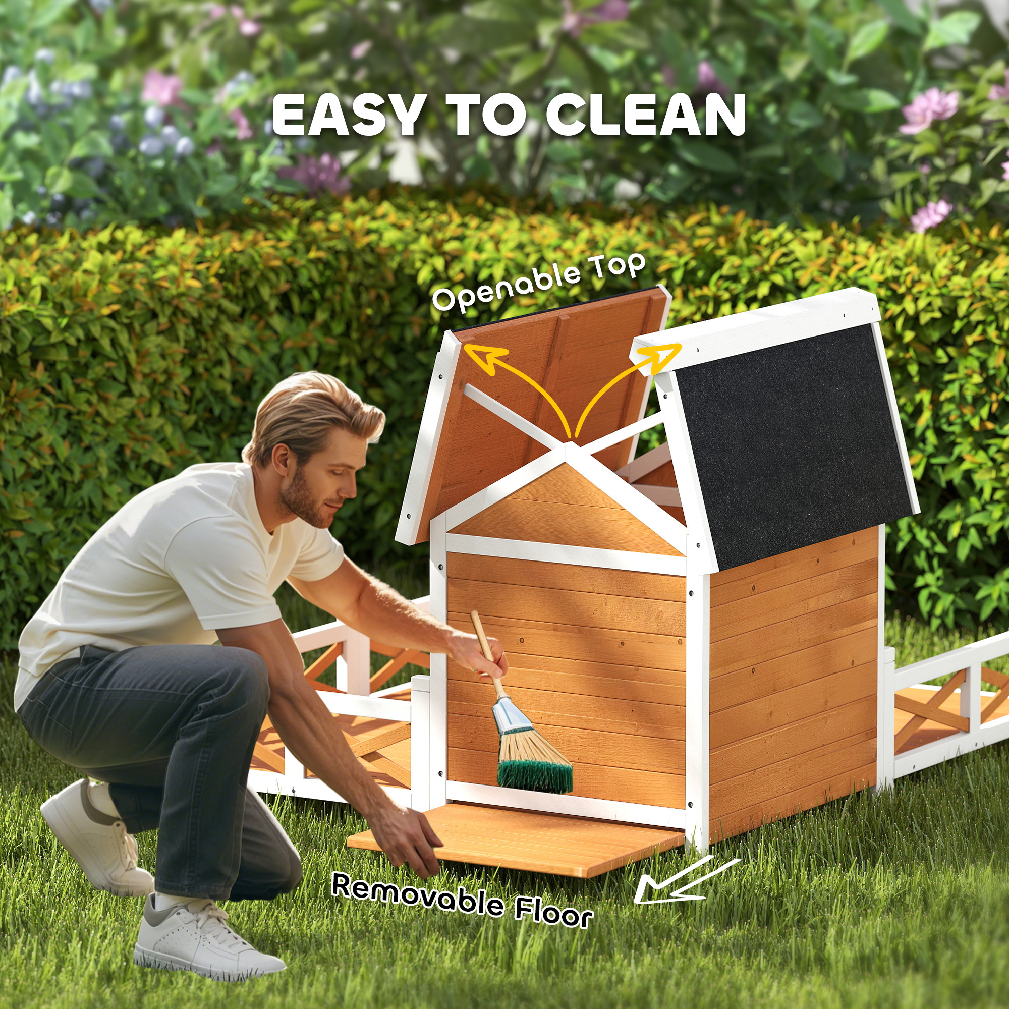 Casa de Perro Exterior en Madera, Refugio con Gran Porche, Impermeable y Techado Abordable — imagen 3