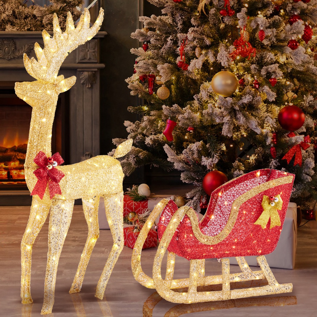 Decoración para Patio de Navidad con Renos y Carros de Remolque — imagen 11