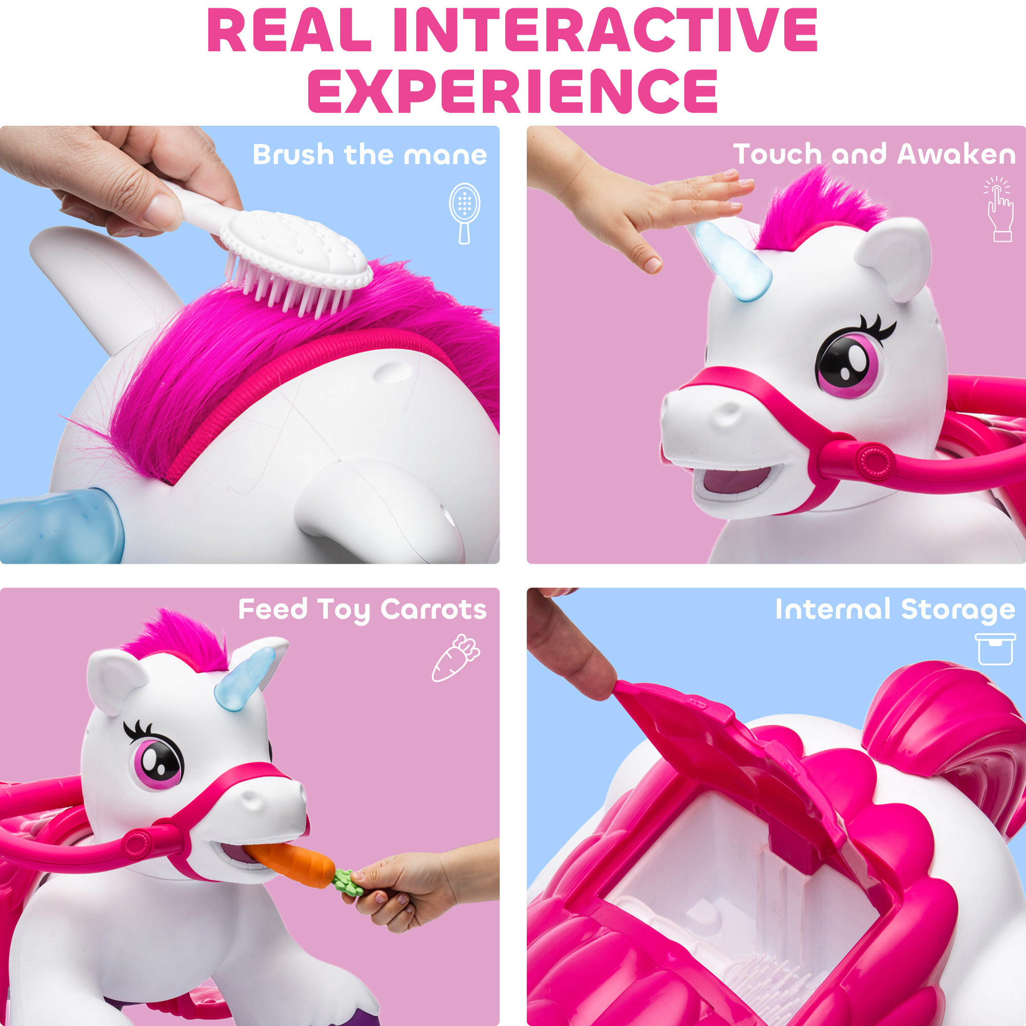 Caballo Unicornio de Paseo 12V con Zanahoria de Juguete, Peine y Sonidos de Animal, Para Niñas y Niños de 1.5 a 3 Años — imagen 8