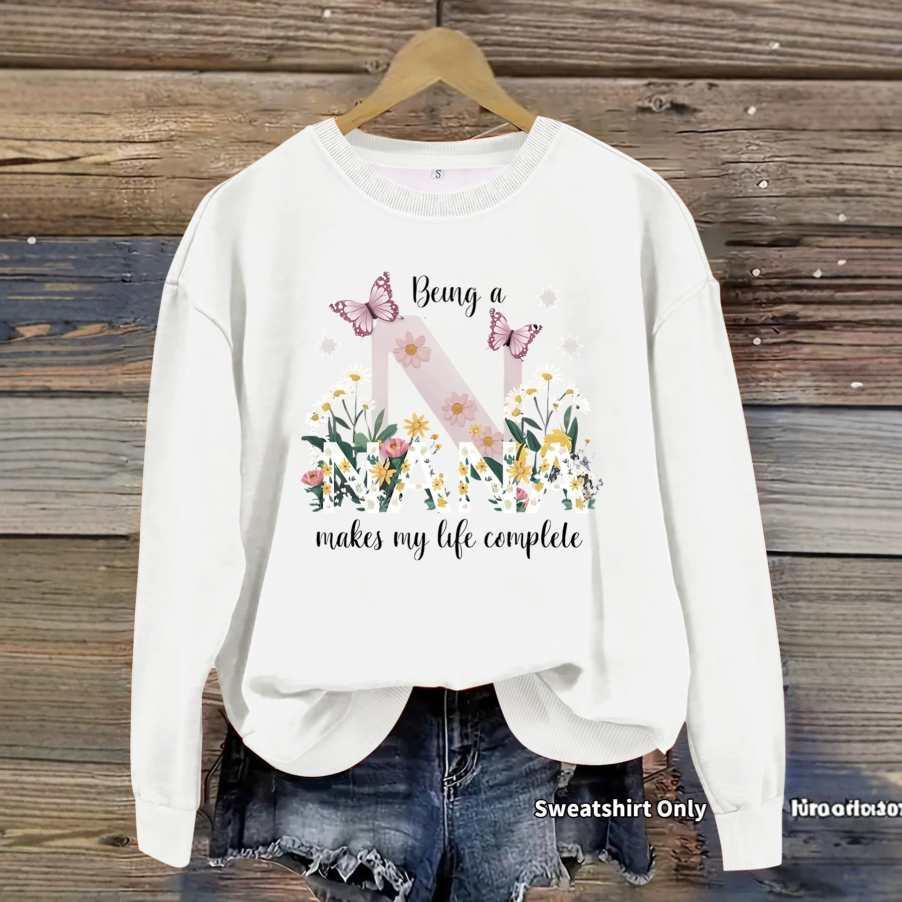 Butterfly printed long sleeved fleece sweatshirt — image 4