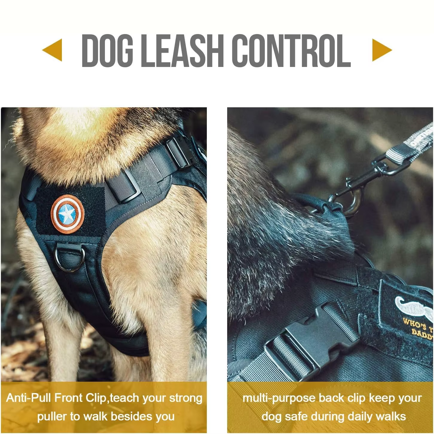 Arnés de Perro, Arnés Táctico con Manija, Vestido para Servicios Caninos con Paneles de Velcro y Anillo, Arnés Ajustable para Cachorros — imagen 5