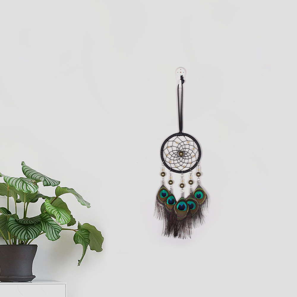 Peacock Feather Dream Catcher Charm Indian Creative Bird Spirit Retro Home Ornament Decoration — image 1