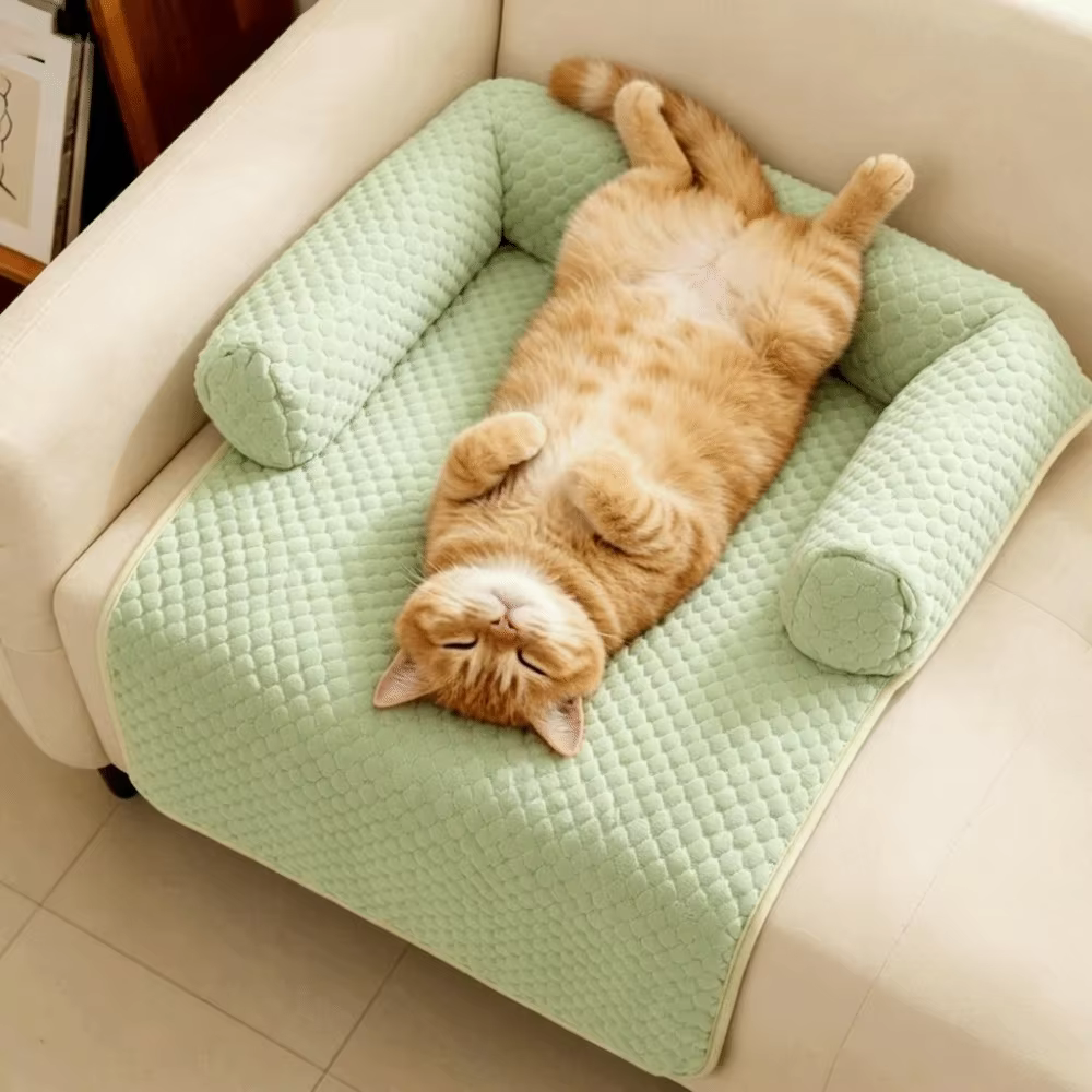 Pet Bed Mat Breathable Dog Cooling Mat Non-Slip Comfortable Pet Sleeping Pad Detachable with Pillow Dog Sofa Cushion Indoor — image 3