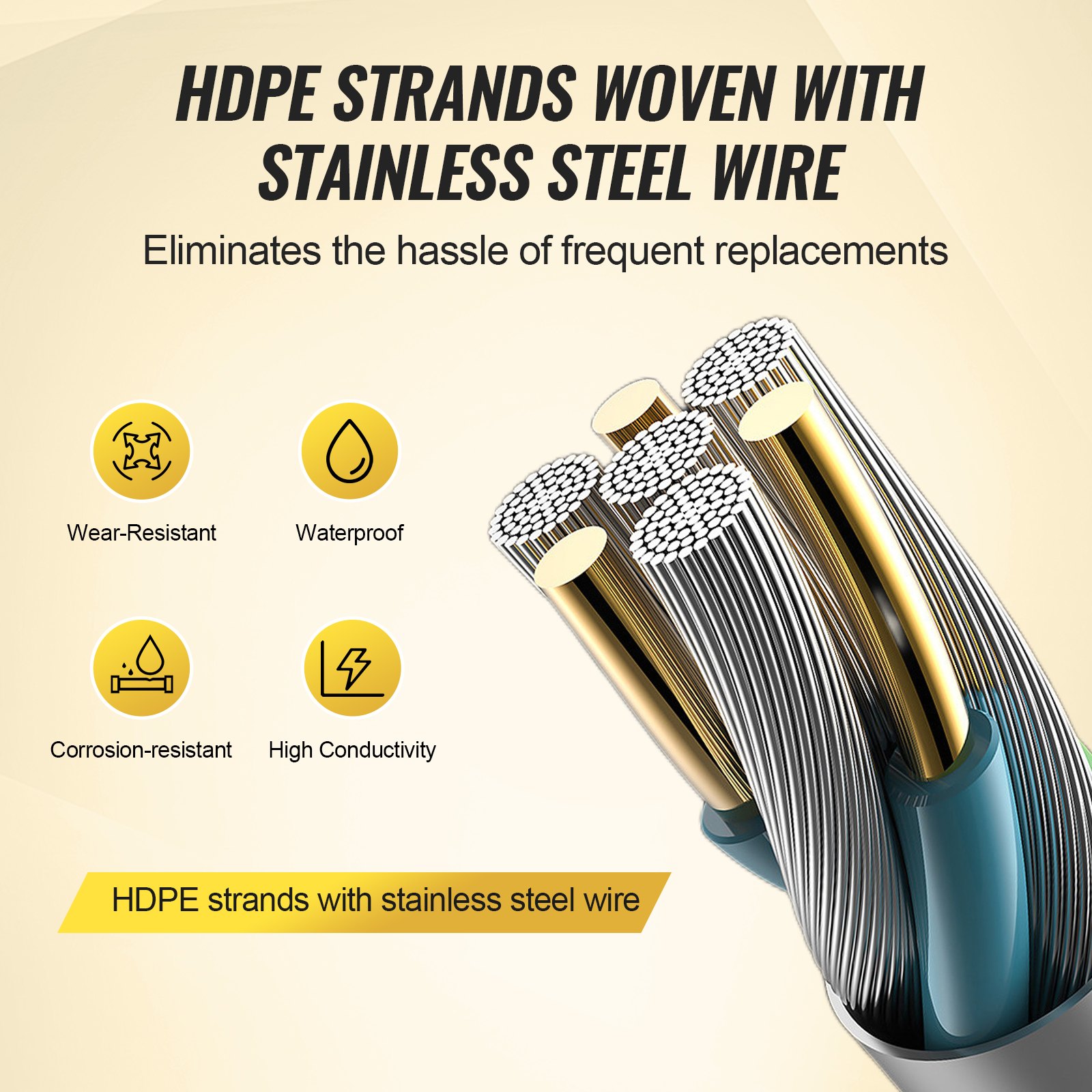 Electric Fence Wire, 3366Ft 1026M Portable Polywire, 1/8" Diameter 6 Stainless Steel Strands For Reliable Conductivity And UV, Rust Resistance, Fencing Rope Line For Horse, Cattle, Livestock — image 2