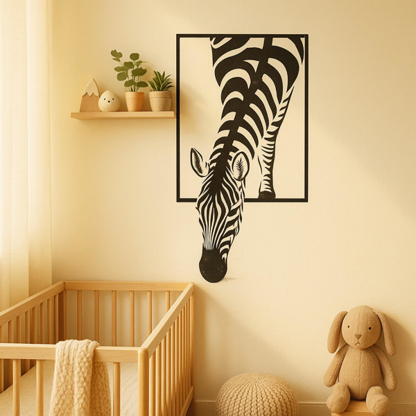 Arte de Pared Moderno de Zebra Negro y Blanco Diseño de Imagen Animal para Salón Oficina Habitación (TikTok, Servicio de Recogida en Temu) — imagen 1