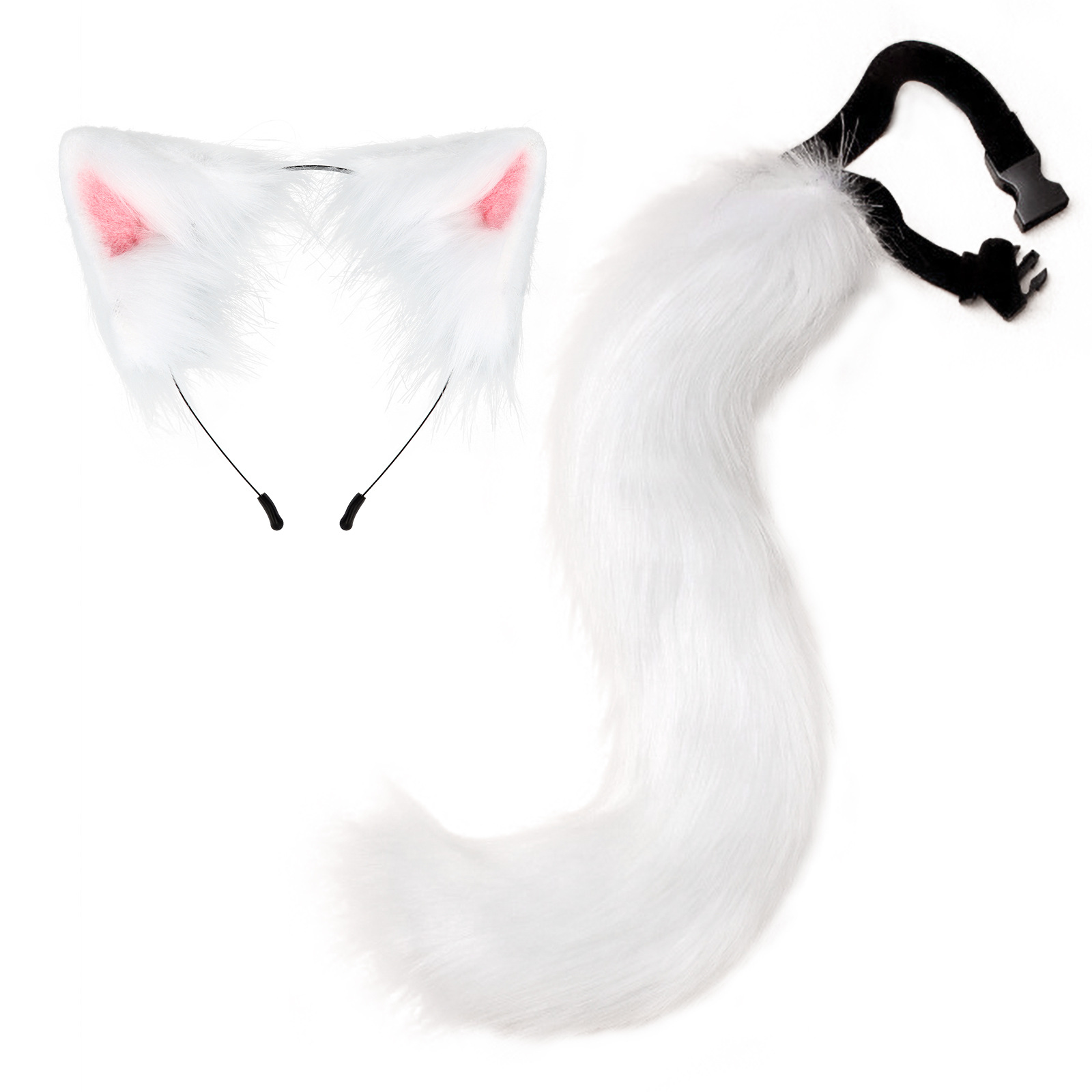 Accesorio de cola de zorro falsa para disfraces de Halloween con orejas de gato y cinta para el cabello — imagen 4