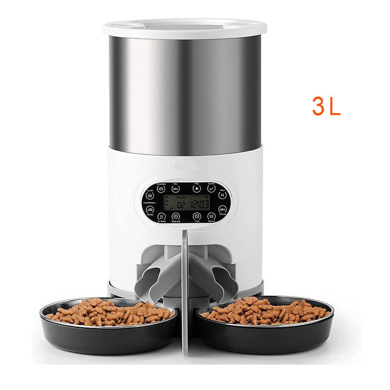Double Meal Feeder Double Meal Tray Stainless Steel Feeder Automatic Feeder Pet Feeder — image 5