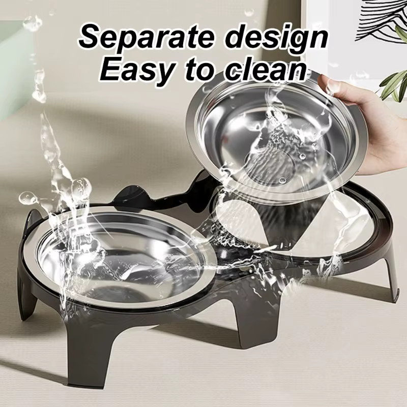 Stainless Steel Cat Food & Water Bowl with Anti-Tip Design Large Capacity Easy-Eat Design for Pet Dog Cat Feeding Food Bowl — image 4
