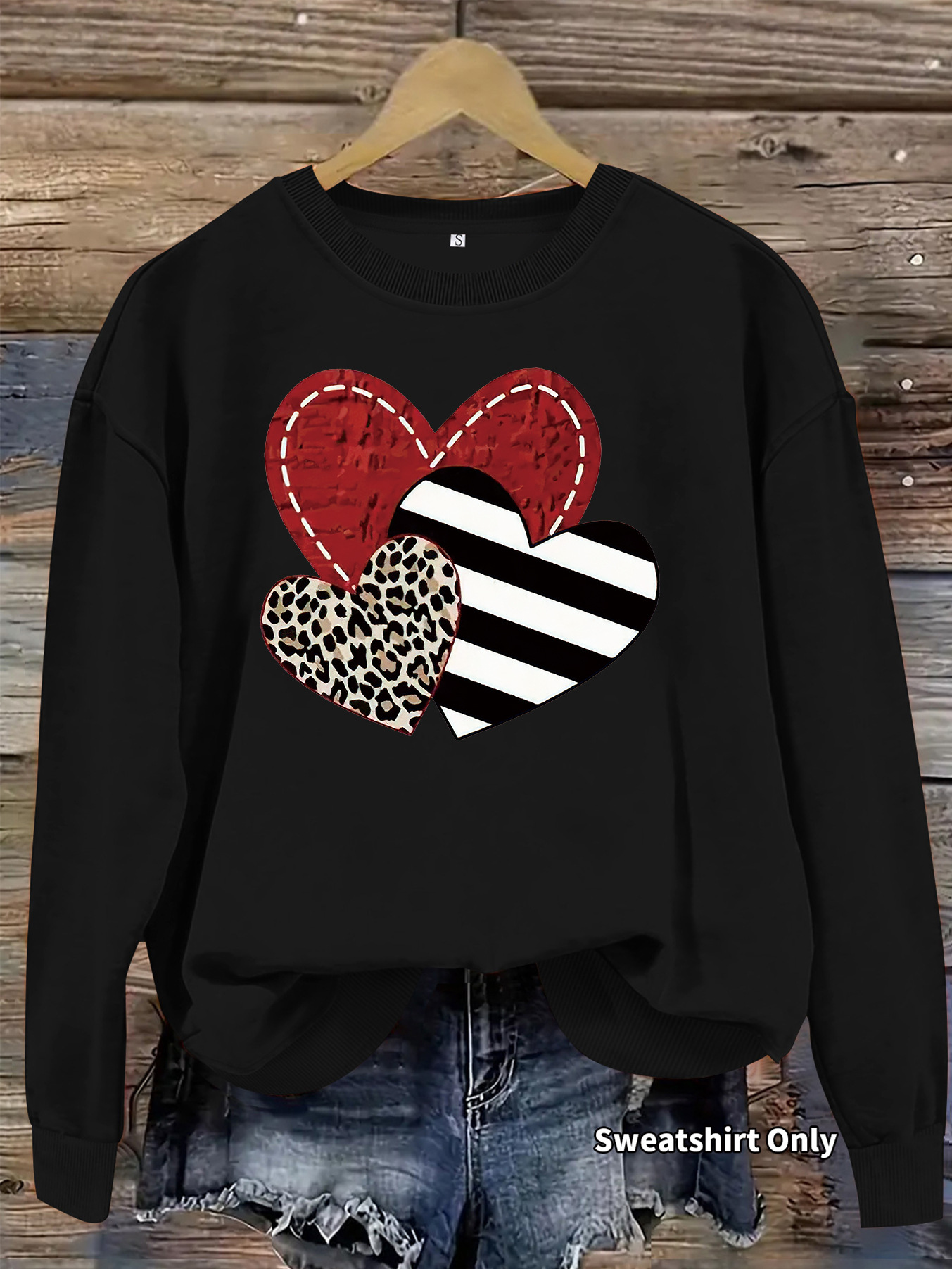 Leopard striped heart-shaped printed sweatshirt — image 10