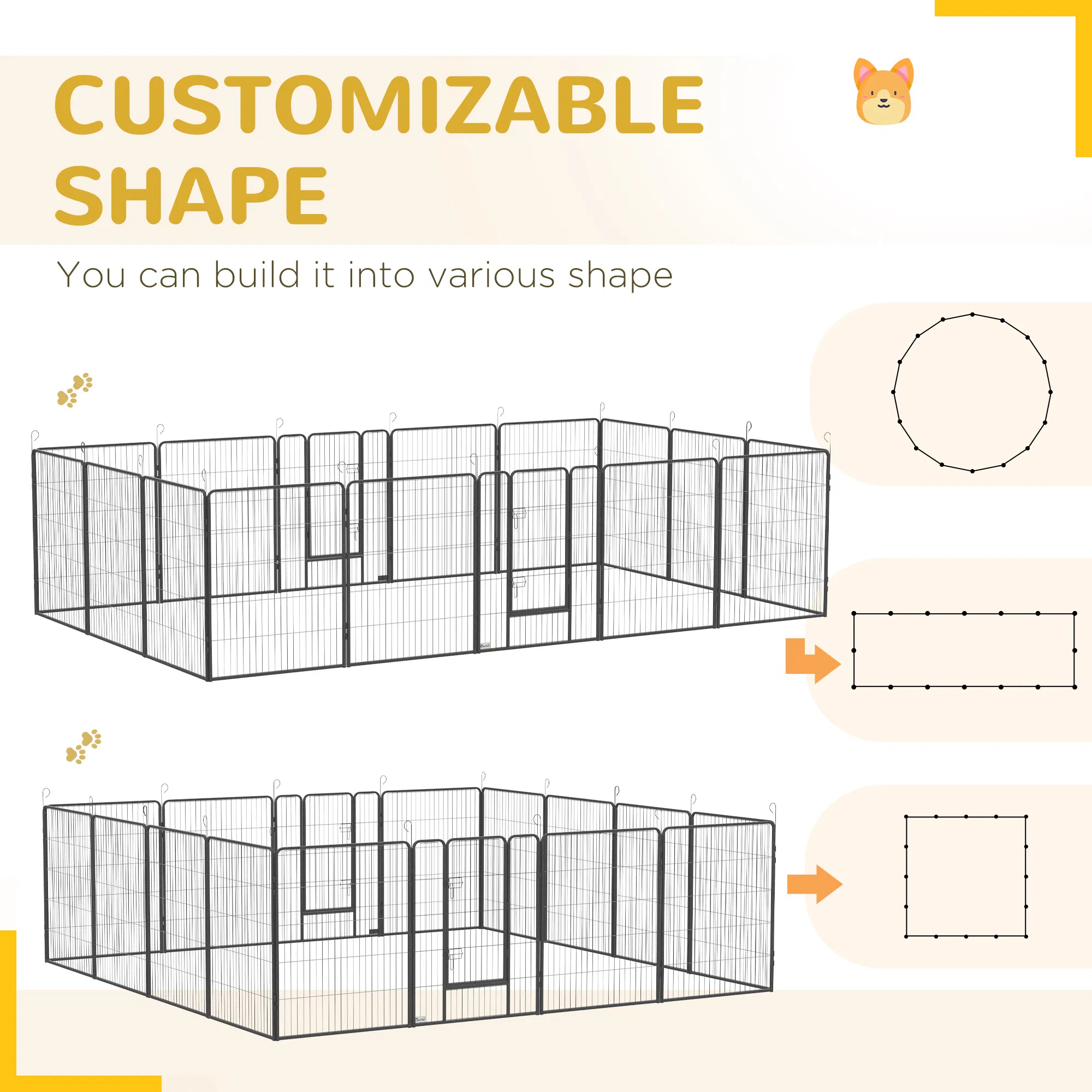 16 Panel 39" Height Heavy Duty Dog Playpen for Small Medium Large Dogs, Grey — image 2
